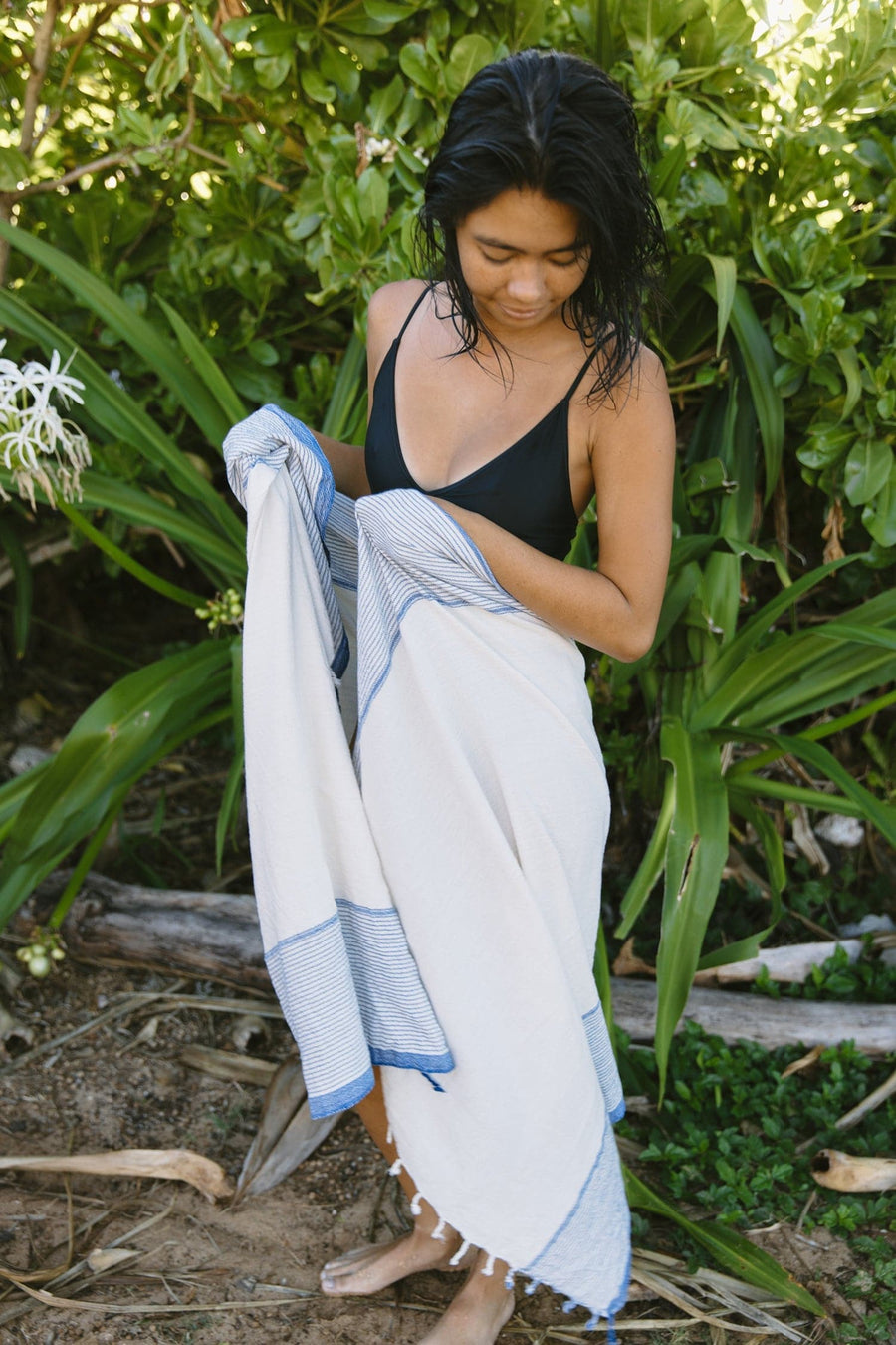 Ivory Blue Tribeca Towel