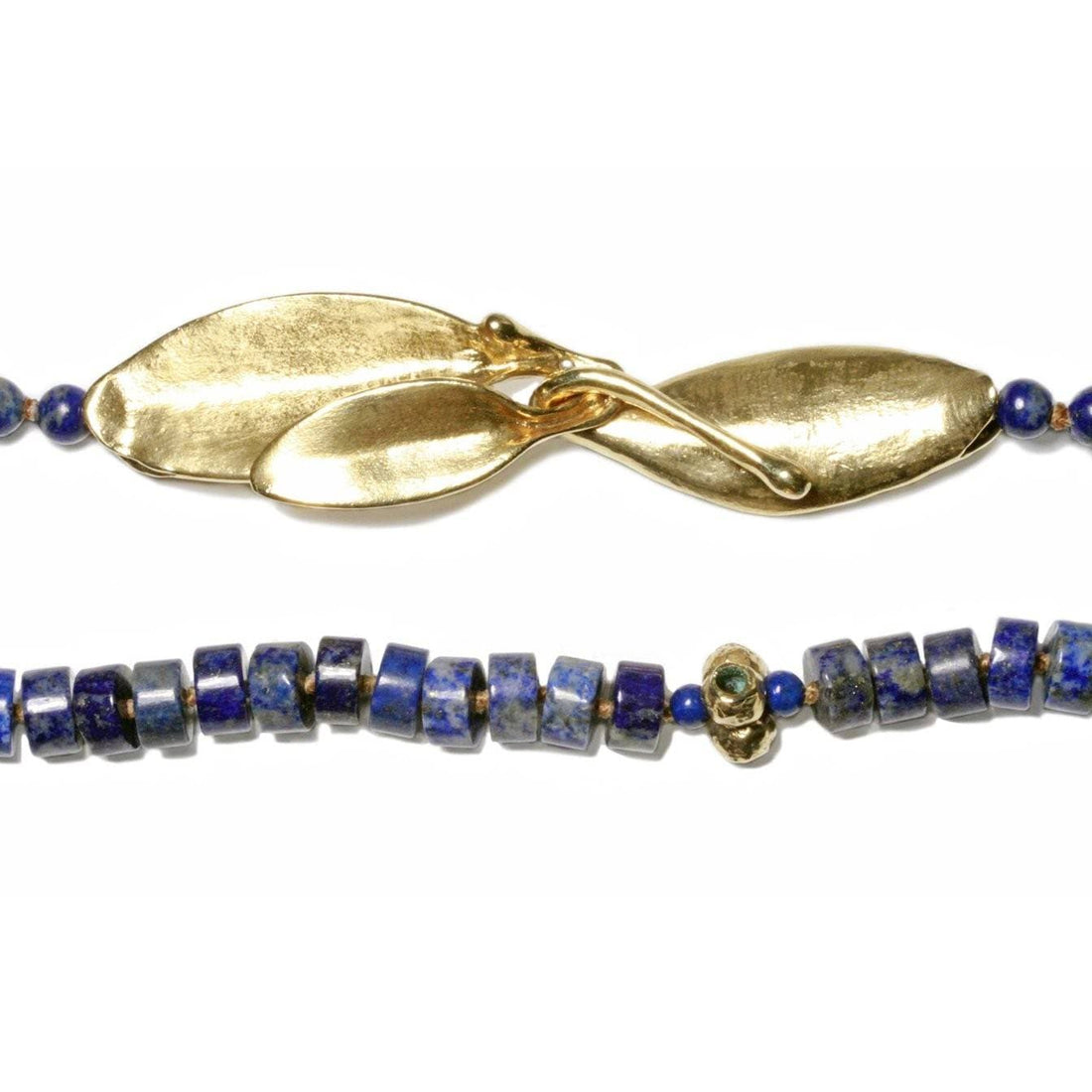 Lapis & Callistemon Necklace with Leaves Clasp