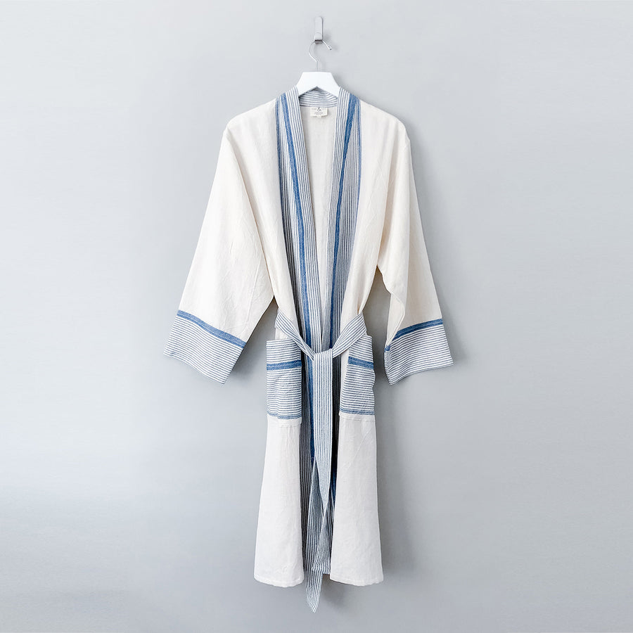 Ivory Blue Tribeca Long Bathrobe