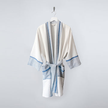 Ivory Blue Tribeca Short Bathrobe