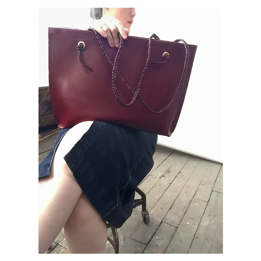 Keir Braided Tote Oxblood